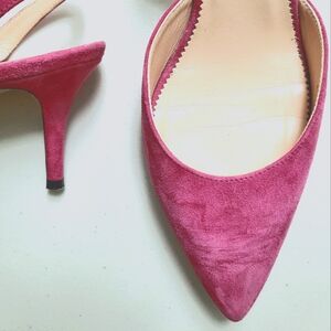 J. Crew Factory Fuchsia Suede Pointed Toe Kitten Heels